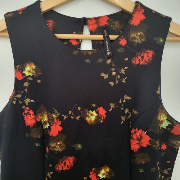 Lori M Collection Black and Red Floral Dress - Picture 3 of 5